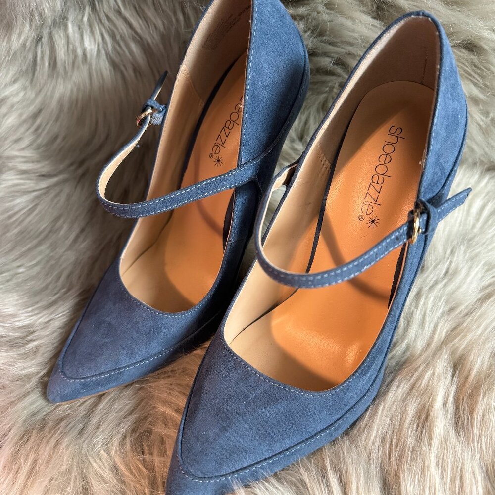 Powder Blue Suede Heels